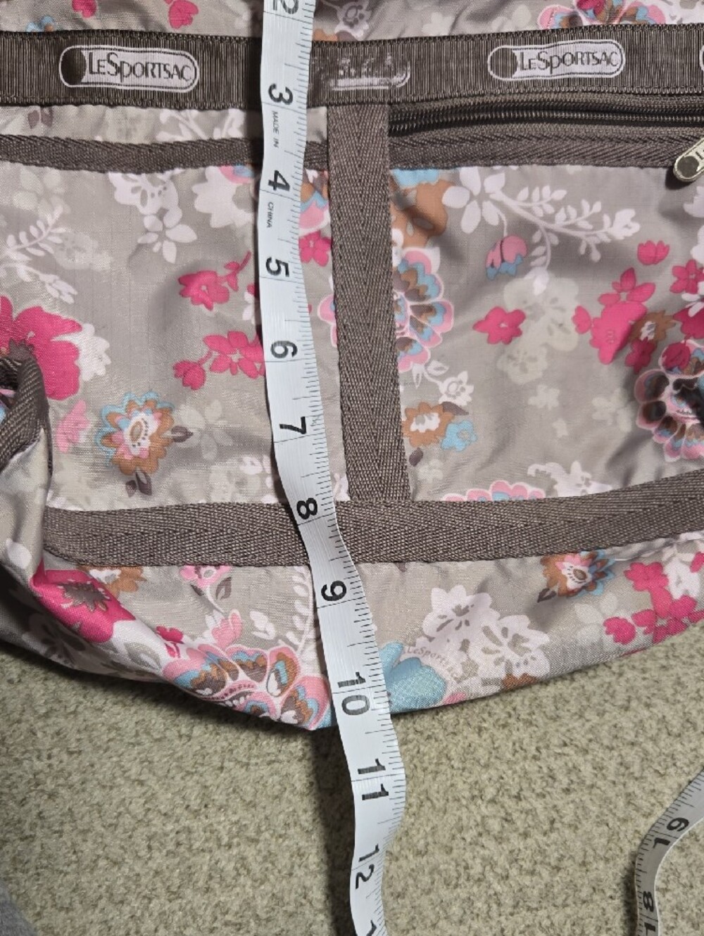 LeSportsac Taupe Floral Bag with Pink and Blue Accents - Picture 8 of 16